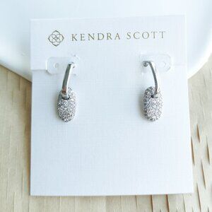 Kendra Scott Bailey Silver White CZ Pave Huggie Earrings 🎉